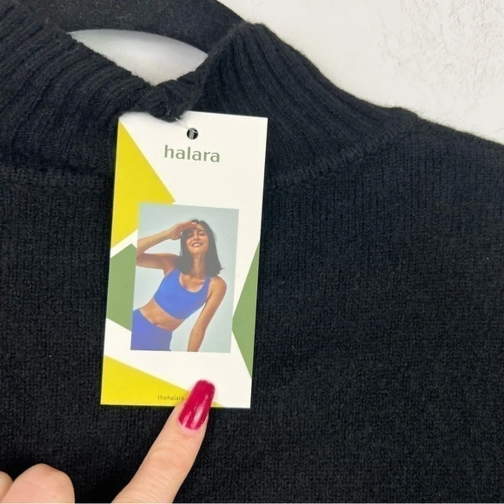 Halara Turtleneck womens size small Black Purple Color Block Knit Sweater
